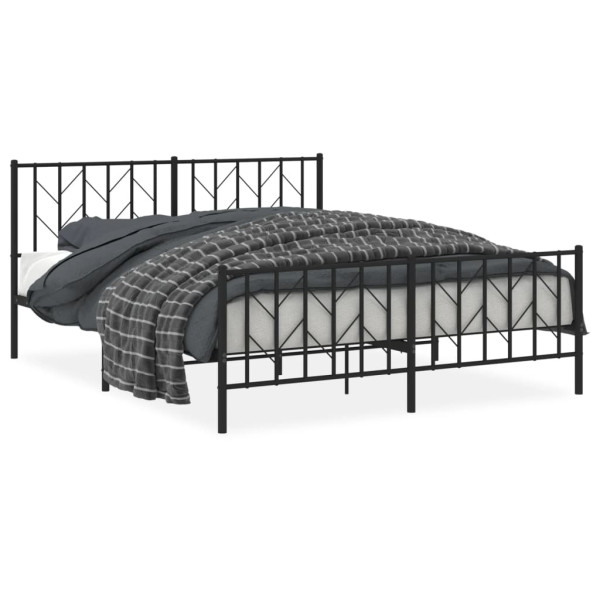 Łóżko Metalowe Czarne Rama Łóżka Ze Stelażem Do Pokoju Sypialni 160x200 cm 824569