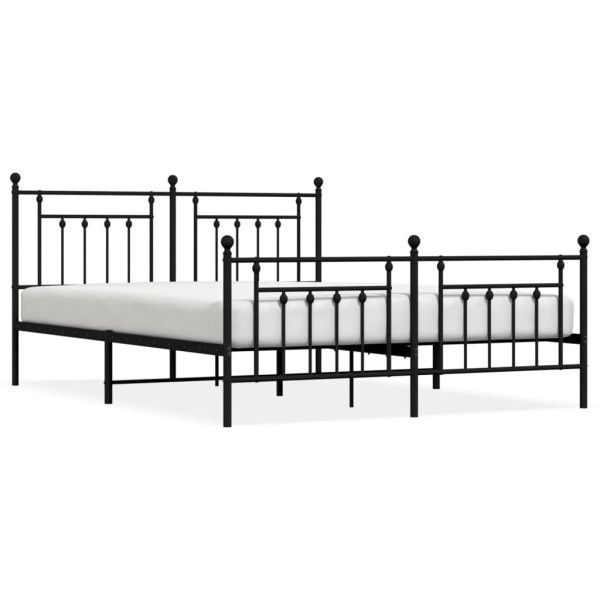 Łóżko Metalowe Czarne Rama Łóżka Ze Stelażem Do Pokoju Sypialni 180x200 cm 824776