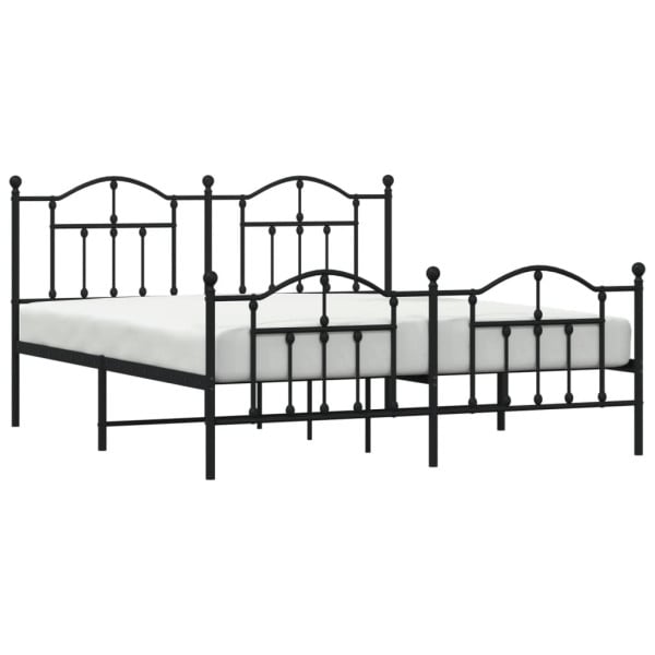 Łóżko Metalowe Czarne Rama Łóżka Ze Stelażem Do Pokoju Sypialni 180x200 cm 824777