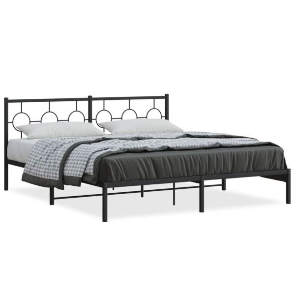 Łóżko Metalowe Czarne Rama Łóżka Ze Stelażem Do Pokoju Sypialni 183x213 cm 824591