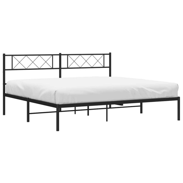 Łóżko Metalowe Czarne Rama Łóżka Ze Stelażem Do Pokoju Sypialni 193x203 cm 824791
