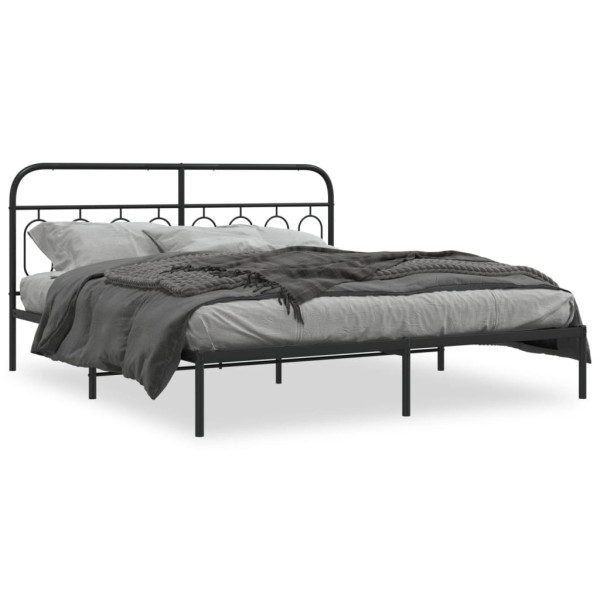 Łóżko Metalowe Czarne Rama Łóżka Ze Stelażem Do Pokoju Sypialni 193x203 cm 824472
