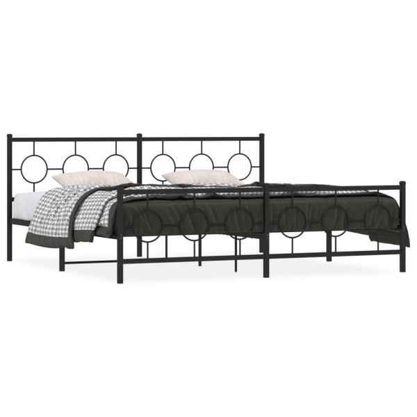 Łóżko Metalowe Czarne Rama Łóżka Ze Stelażem Do Pokoju Sypialni 193x203cm 824556