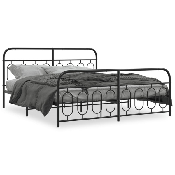 Łóżko Metalowe Czarne Rama Łóżka Ze Stelażem Do Pokoju Sypialni 193x203cm 824596