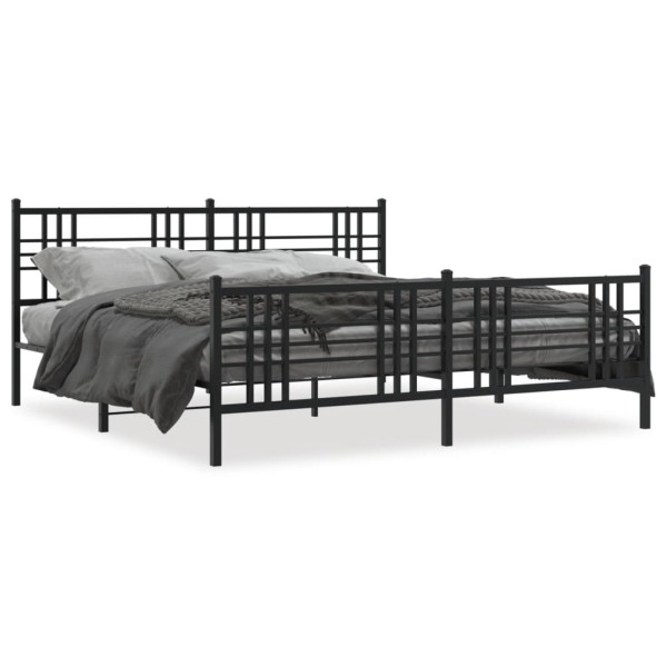 Łóżko Metalowe Czarne Rama Łóżka Ze Stelażem Do Pokoju Sypialni 193x203cm 824306