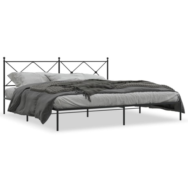 Łóżko Metalowe Czarne Rama Łóżka Ze Stelażem Do Pokoju Sypialni 200x200 cm 824439