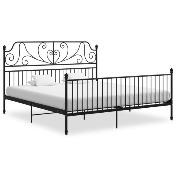 Łóżko Metalowe Czarne Rama Łóżka Ze Stelażem Do Pokoju Sypialni 200x200 cm 805303