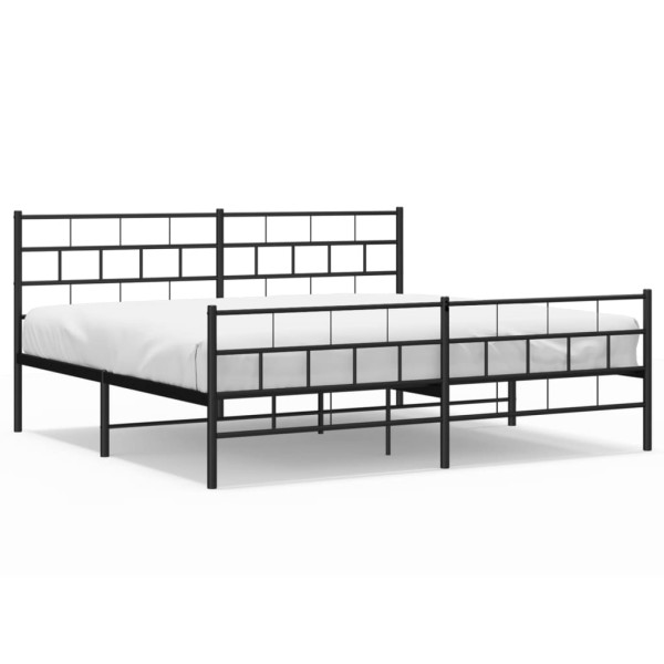 Łóżko Metalowe Czarne Rama Łóżka Ze Stelażem Do Pokoju Sypialni 200x200cm 824614