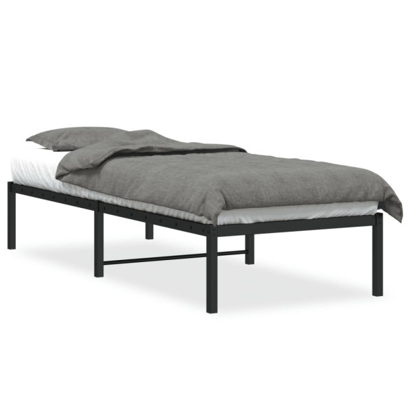 Łóżko Metalowe Czarne Rama Łóżka Ze Stelażem Do Pokoju Sypialni 75x190 cm 824348