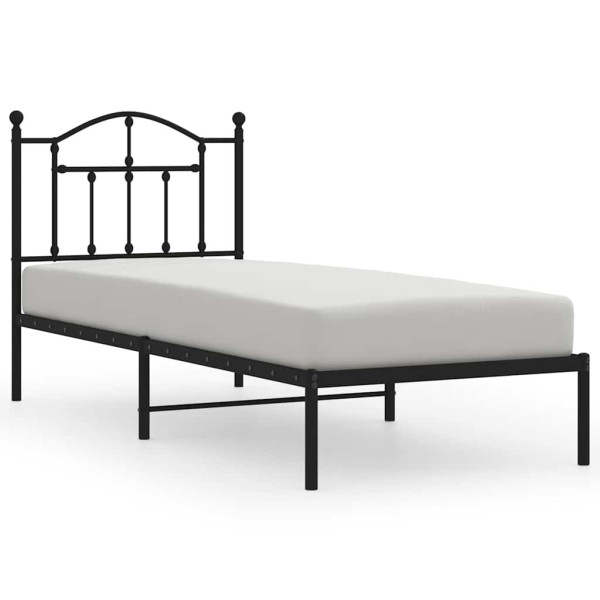 Łóżko Metalowe Czarne Rama Łóżka Ze Stelażem Do Pokoju Sypialni 80x200 cm 824737