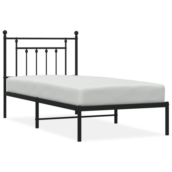 Łóżko Metalowe Czarne Rama Łóżka Ze Stelażem Do Pokoju Sypialni 80x200 cm 824794