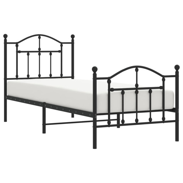 Łóżko Metalowe Czarne Rama Łóżka Ze Stelażem Do Pokoju Sypialni 80x200 cm 824815