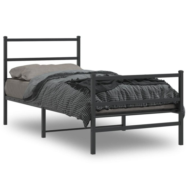 Łóżko Metalowe Czarne Rama Łóżka Ze Stelażem Do Pokoju Sypialni 90x190 cm 805301
