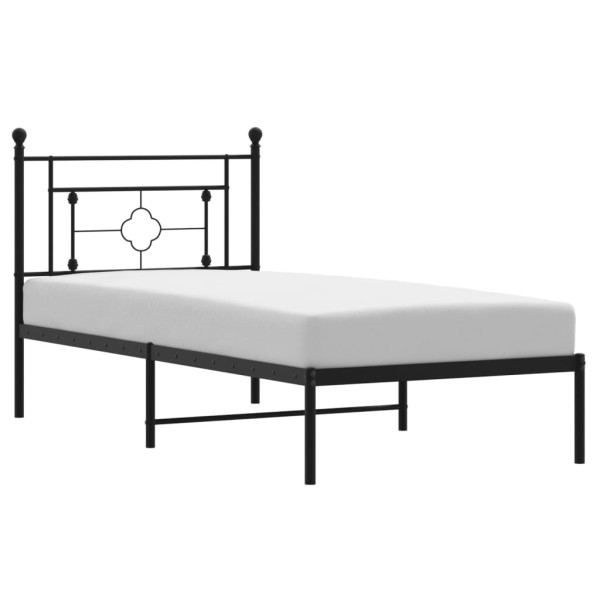 Łóżko Metalowe Czarne Rama Łóżka Ze Stelażem Do Pokoju Sypialni 90x190 cm 824334