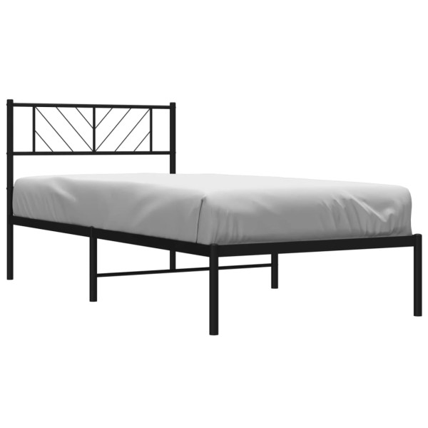 Łóżko Metalowe Czarne Rama Łóżka Ze Stelażem Do Pokoju Sypialni 90x190 cm 824337