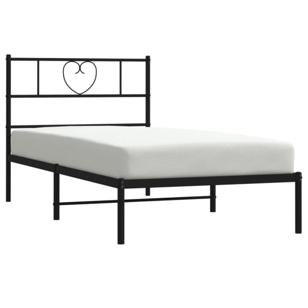 Łóżko Metalowe Czarne Rama Łóżka Ze Stelażem Do Pokoju Sypialni 90x190 cm 824754