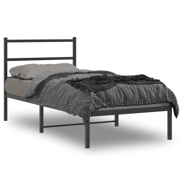 Łóżko Metalowe Czarne Rama Łóżka Ze Stelażem Do Pokoju Sypialni 90x190 cm 805298