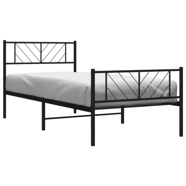 Łóżko Metalowe Czarne Rama Łóżka Ze Stelażem Do Pokoju Sypialni 90x200 cm 824380