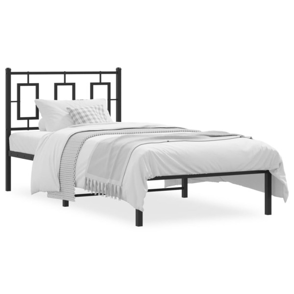 Łóżko Metalowe Czarne Rama Łóżka Ze Stelażem Do Pokoju Sypialni 90x200 cm 824387