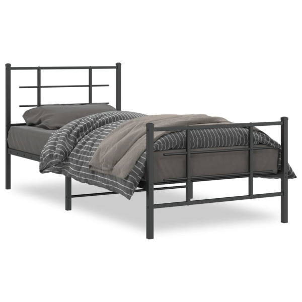 Łóżko Metalowe Czarne Rama Łóżka Ze Stelażem Do Pokoju Sypialni 90x200 cm 824450