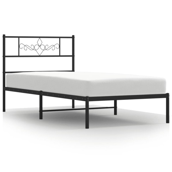 Łóżko Metalowe Czarne Rama Łóżka Ze Stelażem Do Pokoju Sypialni 90x200 cm 824533