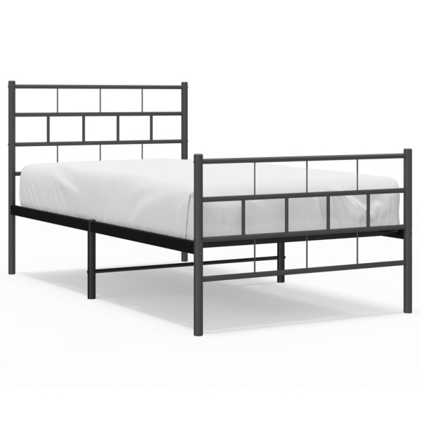 Łóżko Metalowe Czarne Rama Łóżka Ze Stelażem Do Pokoju Sypialni 90x200 cm 824547