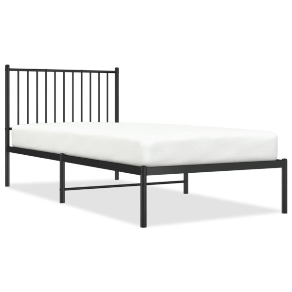 Łóżko Metalowe Czarne Rama Łóżka Ze Stelażem Do Pokoju Sypialni 90x200 cm 824643
