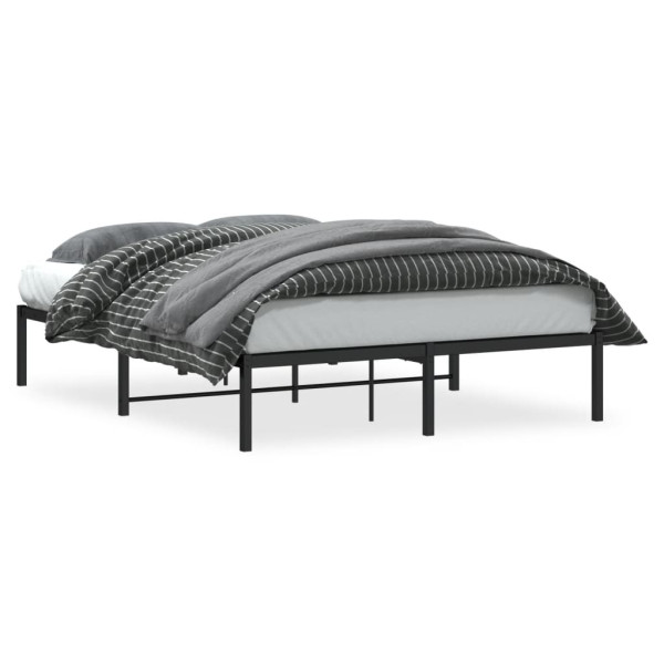 Łóżko Metalowe Podwójne 140x200 Czarne Rama Łóżka ze Stelażem 1100342