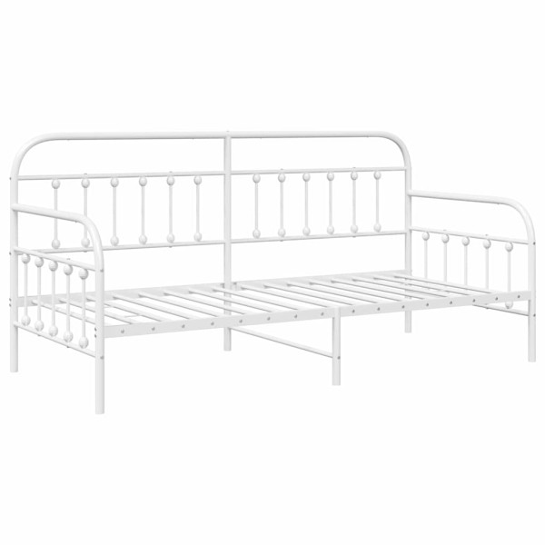 Łóżko Metalowe Pojedyncze 100x200 Białe Rama Łóżka ze Stelażem 1100444