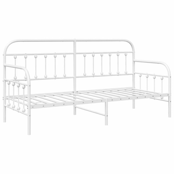 Łóżko Metalowe Pojedyncze 80x200 Białe Rama Łóżka ze Stelażem 1100232