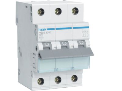 Wyłącznik nadprądowy 6kA 3P B 20A, MCB | MBN320E Hager