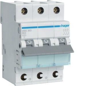 Wyłącznik nadprądowy 6kA 3P B 63A QuickConnect MCB | MBS363 Hager Wyłącznik nadprądowy 6kA 3P B 63A QuickConnect MCB | MBS363 Hager