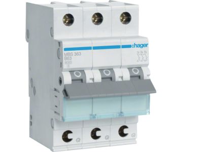 Wyłącznik nadprądowy 6kA 3P B 63A QuickConnect MCB | MBS363 Hager