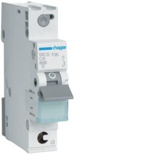 Wyłącznik nadprądowy MCB 6kA 1P C 6A QuickConnect | MCS106 Hager Wyłącznik nadprądowy MCB 6kA 1P C 6A QuickConnect | MCS106 Hager
