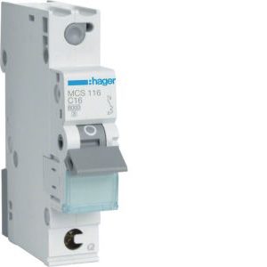 Wyłącznik nadprądowy 6kA 1P C 16A QuickConnect MCB | MCS116 Hager Wyłącznik nadprądowy 6kA 1P C 16A QuickConnect MCB | MCS116 Hager