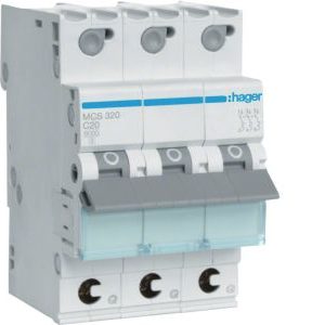 Wyłącznik nadprądowy 6kA 3P C 20A MCB | MCS320 Hager Wyłącznik nadprądowy 6kA 3P C 20A MCB | MCS320 Hager