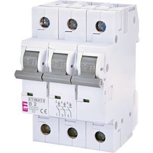 Wyłącznik nadprądowy 3P B 2A 6kA AC ETIMAT 6 | 002115510 Eti Wyłącznik nadprądowy 3P B 2A 6kA AC ETIMAT 6 | 002115510 Eti