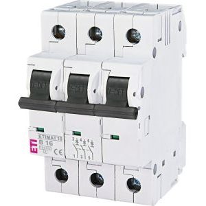 Wyłącznik nadprądowy 3P B 16A 10kA AC ETIMAT10 | 002125716 Eti Wyłącznik nadprądowy 3P B 16A 10kA AC ETIMAT10 | 002125716 Eti