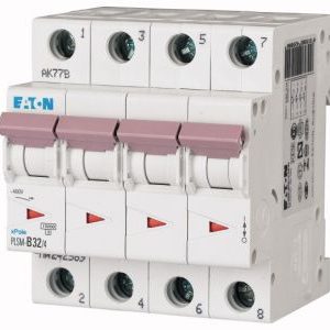 Wyłącznik nadprądowy 4-bieg. PLSM 10kA 32A C PLSM-C32/4-MW | 242615 Eaton Wyłącznik nadprądowy 4-bieg. PLSM 10kA 32A C PLSM-C32/4-MW | 242615 Eaton