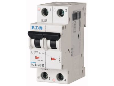 Wyłącznik nadprądowy na prąd stały 2P C 6A 10kA DC, FAZ-C6/2-DC | 279137 Eaton