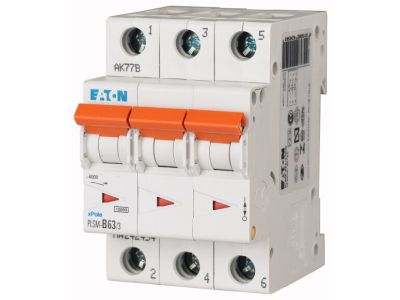 Wyłącznik nadprądowy 3-bieg. PLSM 10kA 63A C, PLSM-C63/3-MW | 242480 Eaton