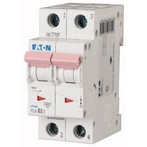 Wyłącznik nadprądowy 2P C 2A 6kA AC, PL6-C2/2 | 286562 Eaton Wyłącznik nadprądowy 2P C 2A 6kA AC, PL6-C2/2 | 286562 Eaton