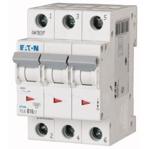 Wyłącznik nadprądowy 3P B 16A 6kA AC, PL6-B16/3 | 286589 Eaton Wyłącznik nadprądowy 3P B 16A 6kA AC, PL6-B16/3 | 286589 Eaton
