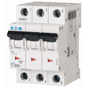 Wyłącznik nadprądowy 3P B 25A 6kA AC, PL6-B25/3 | 286591 Eaton Wyłącznik nadprądowy 3P B 25A 6kA AC, PL6-B25/3 | 286591 Eaton