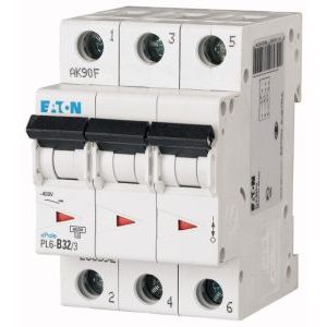 Wyłącznik nadprądowy 3P B 32A 6kA AC, PL6-B32/3 | 286592 Eaton Wyłącznik nadprądowy 3P B 32A 6kA AC, PL6-B32/3 | 286592 Eaton