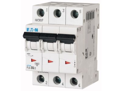 Wyłącznik nadprądowy 3P C 6A 6kA AC, PL6-C6/3 | 286598 Eaton