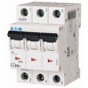Wyłącznik nadprądowy 3-bieg. 6kA AC PL6-C50/3 | 286606 Eaton Wyłącznik nadprądowy 3-bieg. 6kA AC PL6-C50/3 | 286606 Eaton