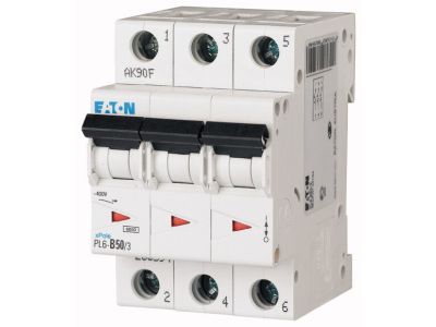 Wyłącznik nadprądowy 3-bieg. 6kA AC PL6-C50/3 | 286606 Eaton
