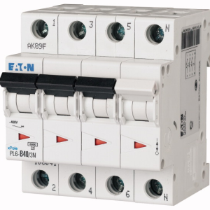 Wyłącznik nadprądowy 4P (3P+N) D 40A 6kA AC, PL6-D40/3N | 165044 Eaton Wyłącznik nadprądowy 4P (3P+N) D 40A 6kA AC, PL6-D40/3N | 165044 Eaton